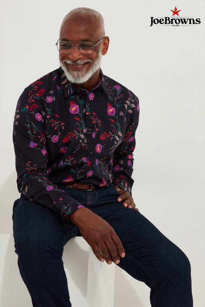 Buy Men s Black Floral Shirts Online Next UK