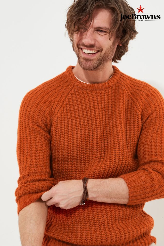 Mens Orange Jumpers Orange Crew V Neck Jumpers Next UK
