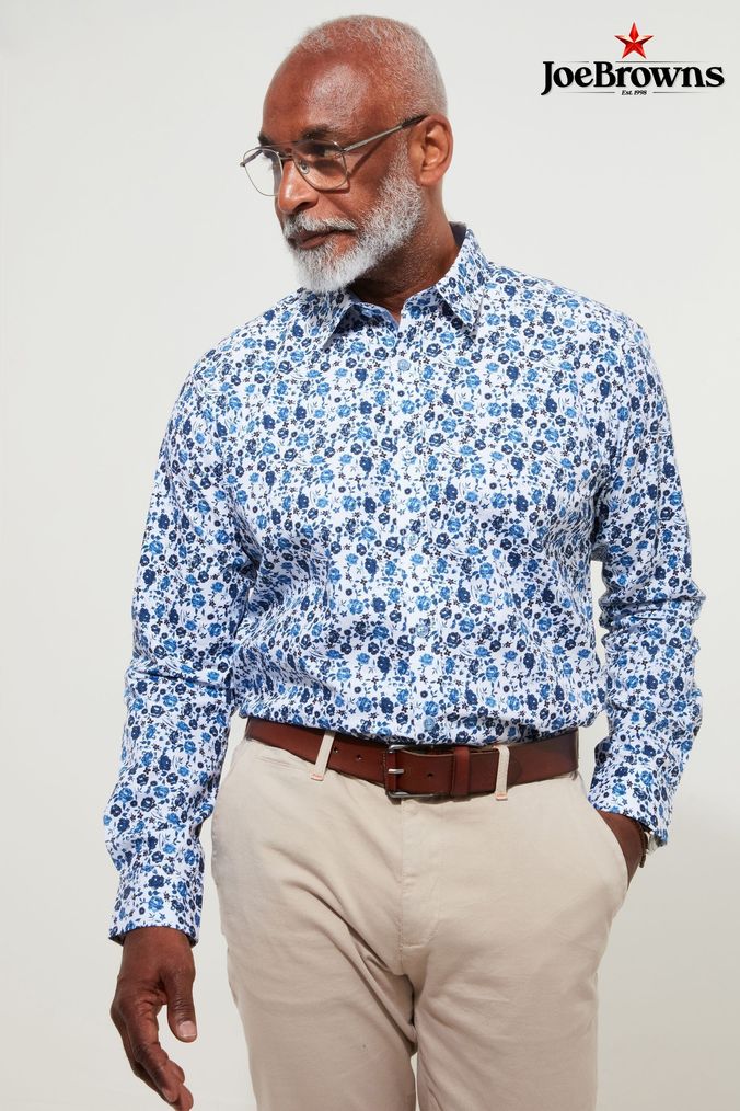 White shirt for men with flowers cheap