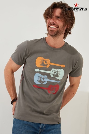 Joe Browns Grey Retro Sketched Guitar Short Sleeve Graphic T-Shirt (AD8456) | £29