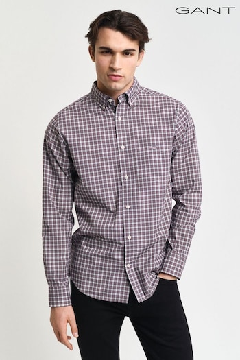 GANT Red Regular Poplin Small Check 100% Cotton Shirt (AD8753) | £95