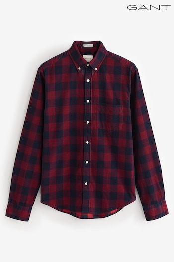 GANT Red Regular Cord 100% Cotton Check Shirt (AD8765) | £120