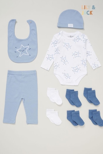 Lily & Jack Baby Bodysuit Hat Trousers 100% Cotton Bib and Socks Gift Set 10 Piece (AD8970) | £20