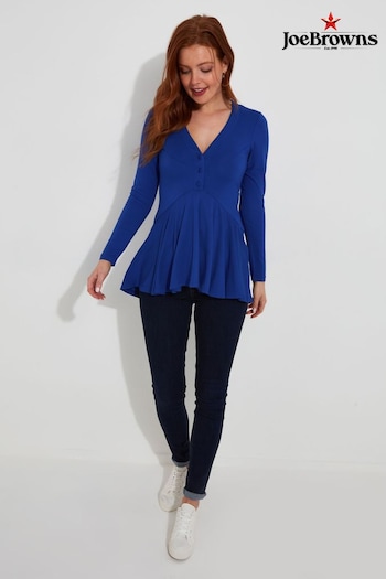 Joe Browns Blue High Low Button Front Long Line Top (AD9004) | £40