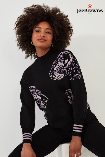 Joe Browns Black Relaxed Fit Leopard Drop Shoulder Jumper (AD9015) | £55