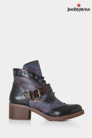 Joe Browns Blue Eyelet Detail Chunky Ankle boots Runventure (AD9098) | £70