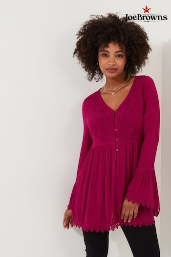 Joe Browns Pink Embroidered Lace Trim Tunic Top (AD9218) | £55