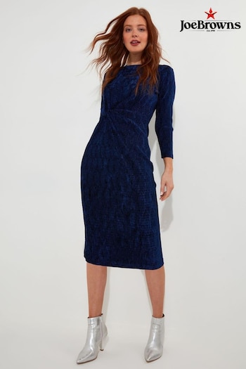 Joe Browns Blue Velour Knot Waist Knee Length Bodycon Dress (AD9264) | £60