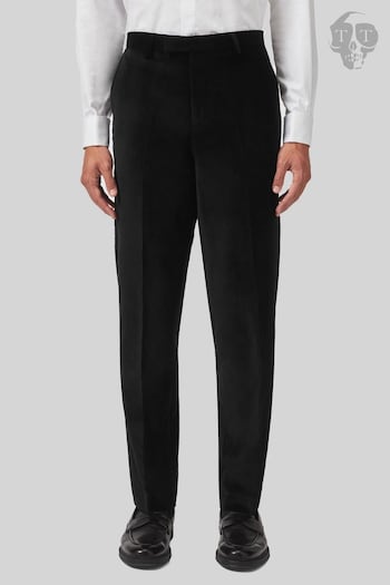 Twisted Tailor Black Sylvester Skinny Fit Velvet Tuxedo 100% Cotton Trousers (AD9480) | £65