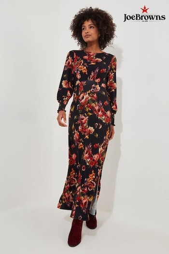 Joe Browns Orange Petite Floral Print Tie Back Split Hem Jersey Maxi Dress (AE0471) | £65