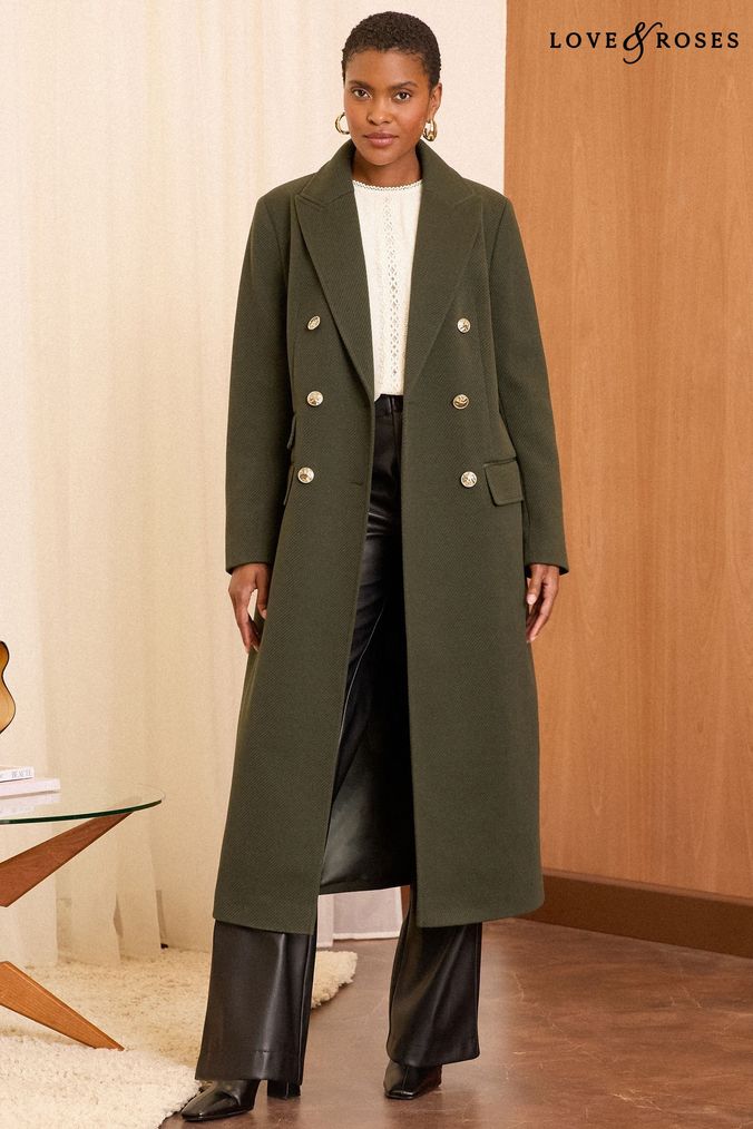 Long green coat womens deals