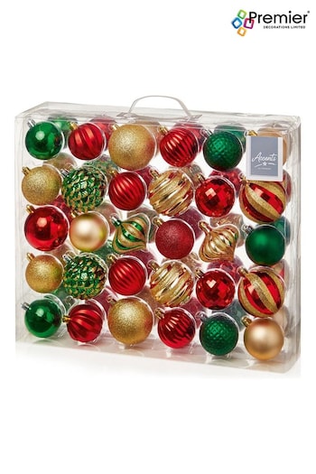 Premier Decorations Ltd 60-70mm Mixed Colour Mix Christmas Baubles (AE5654) | £0