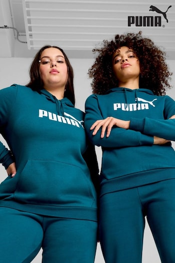 Puma Green Womens Essentials Logo FL Hoodie (AE5798) | £48