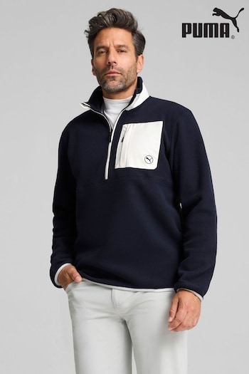 Puma Blue Mens Quarter Zip Fleece Golf Top (AE5811) | £75