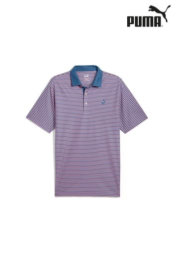 Puma Blue Mens Pure Stripe Golf Polo Shirt (AE5826) | £40