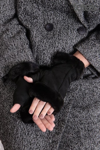 Totes Black Ladies Totes Isotoner Faux Suede Fingerless Gloves (AE5929) | £17