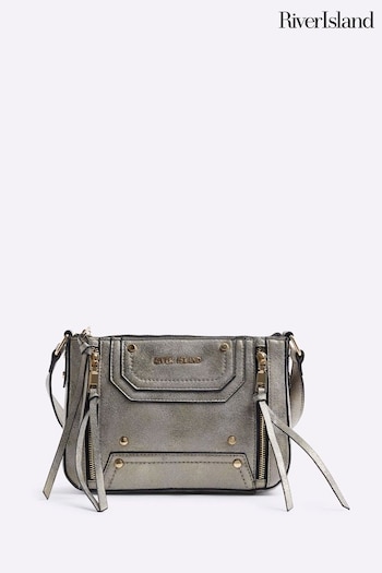 River Island Silver Panelled Zip Front Cross-Body Bag (AE6073) | £32