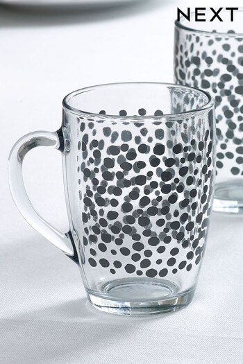 Set of 2 Monochrome Spot Glass Mugs (AE8816) | £9