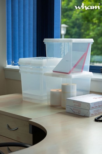 Wham 5 Pack Clear 14L Square Plastic Clip Box and Lid (AF6765) | £0