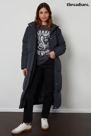 Threadbare Grey Longline Hooded Padded Coat (AF6937) | £50