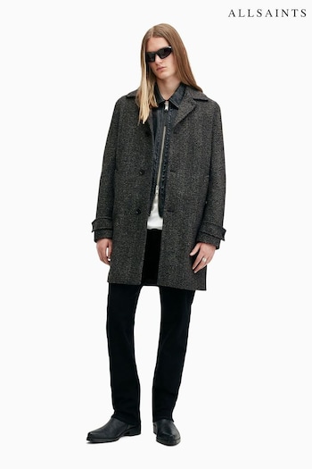 AllSaints Grey/Black Fincher Coat (AF7054) | £379