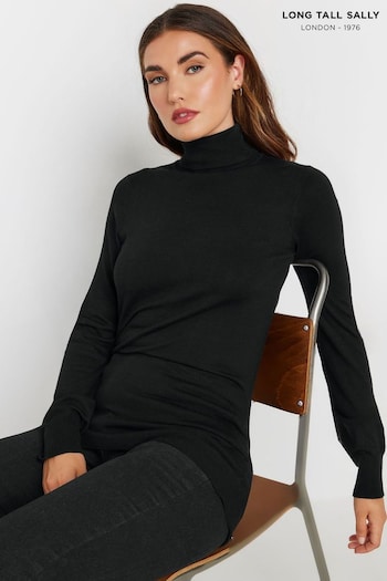 Long Tall Sally Black Roll Neck Fine Gauge Jumper (AF7304) | £29