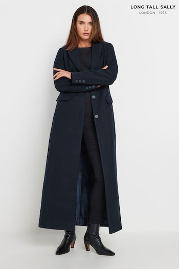 Long Tall Sally Blue Maxi City Coat (AF7335) | £104