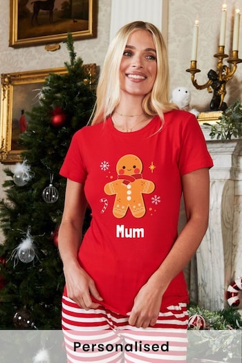 Womens Personalised Christmas Ginger Bread Pyjamas by Stitch Style (AF7485) | £32