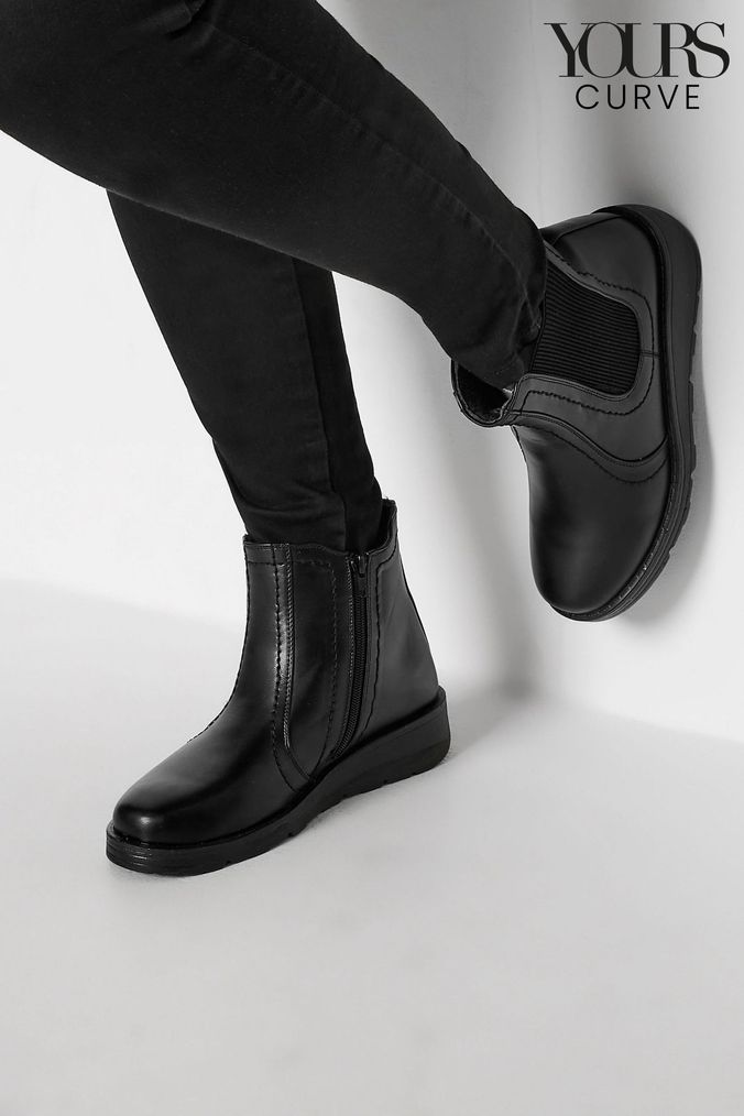 Ladies black wedge boots uk deals