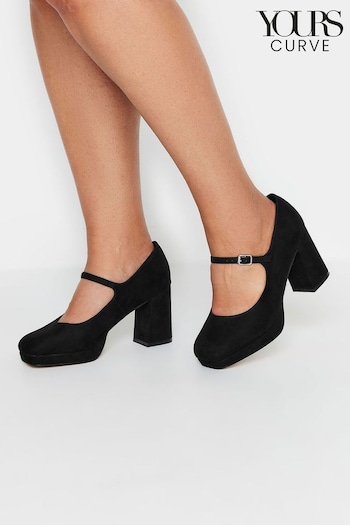 Yours Curve Black Extra-Wide Fit Mary Jane Platform Shoes (AF7743) | £43