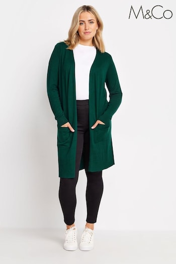 M&Co Green Longline Cardigan (AF7876) | £32