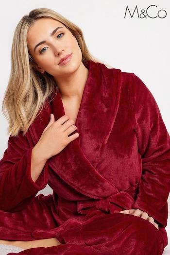 M&Co Red Fluffy Shawl Maxi Robe (AF7886) | £36