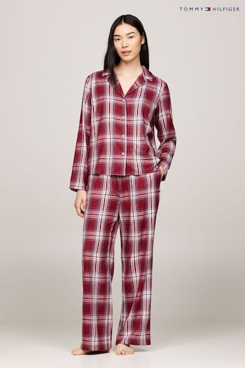 Tommy Hilfiger Red Long Sleeved Flannel Pyjamas Set (AG1633) | £0