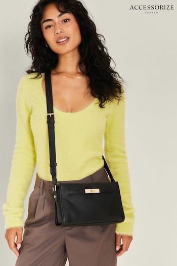 Accessorize Black Twist Lock Faux Leather Cross-Body Bag (AG1839) | £30