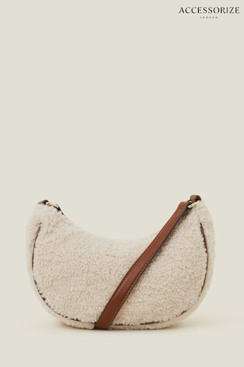 Accessorize Cream Faux Shearling Sling Crossbody Bag (AG1863) | £25