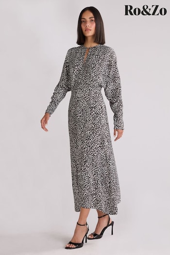 Ro&Zo Black Mono Dalmatian Print Batwing Sleeve Midaxi Dress (AG2179) | £129