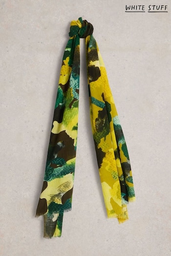 White Stuff Green Abstract Floral Print Scarf (AG2297) | £25