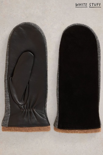 White Stuff Black Suede Mitten Gloves (AG2339) | £45