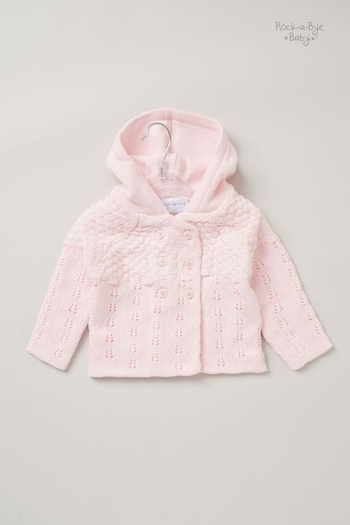 Rock-A-Bye Baby Boutique Pink Double Knit Hooded Cardigan (AG2360) | £20