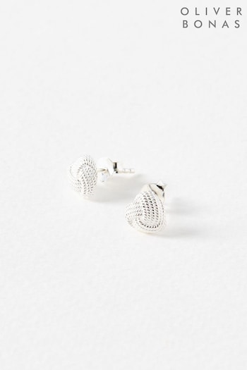 Oliver Bonas Silver Tone Cora Heart Knot Stud Earrings (AG2514) | £26