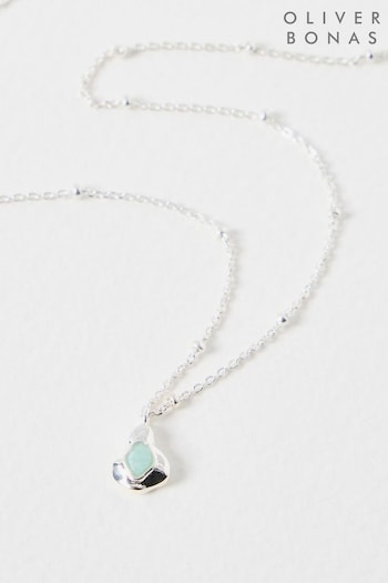 Oliver Bonas Blue Azurine Amazonite Pendant Necklace (AG2527) | £42