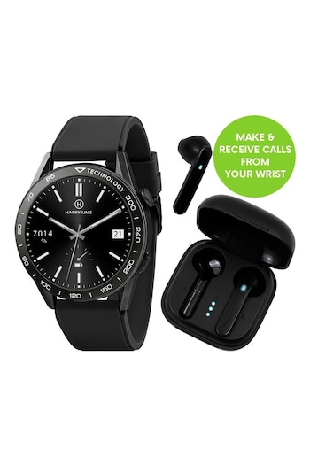 Harry Lime Black Series 27 Silicone Strap Smart Watch With True Wireless Earphone In Charging Case (AG2725) | £60