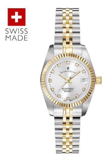 Jacques Du Manoir Silver Tone Ladies Swiss Made Inspiration Bracelet Watch (AG2729) | £160