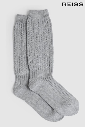 Reiss Grey Louisa Ribbed Socks with Wool and Cashmere (AG2770) | £25