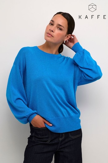 Kaffe Blue KAankra Shimmer Knit Round Neck Pullover Jumper (AG3196) | £45