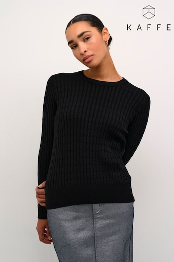 Kaffe Regular Fit Kasilla Cable Knit Black Jumper (AG3301) | £50