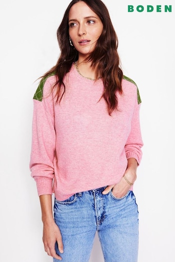 Boden Pink Quilted Patch Jumper (AG3984) | £98