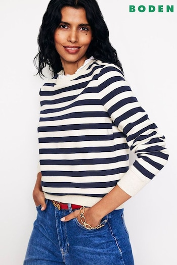 Boden Blue Broderie Trim Sweatshirt (AG4011) | £70