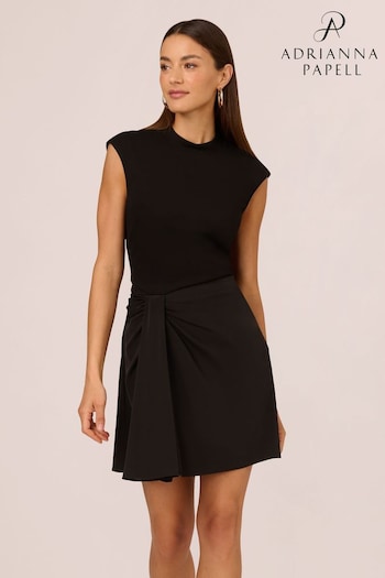 Adrianna Papell Ponte Combo Short Black Dress (AG4105) | £129