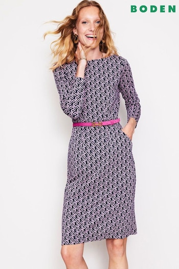 Boden Pink Tall 100% Cotton Twisted Waist Jersey Dress (AG4486) | £70